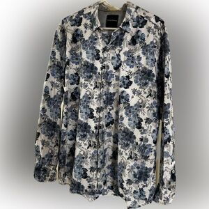 Tommy Bahama Blue and Gray Floral Shirt
